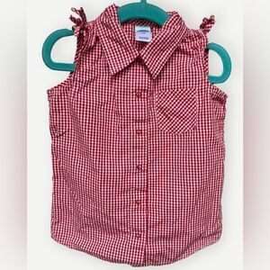 Old Navy Girls Kids Red Gingham Bow Shoulder Sleeveless Top. Shirt. 4. 4T.